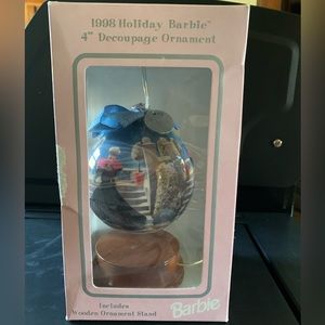 1998 Holiday Barbie 4” Decoupage Ornament